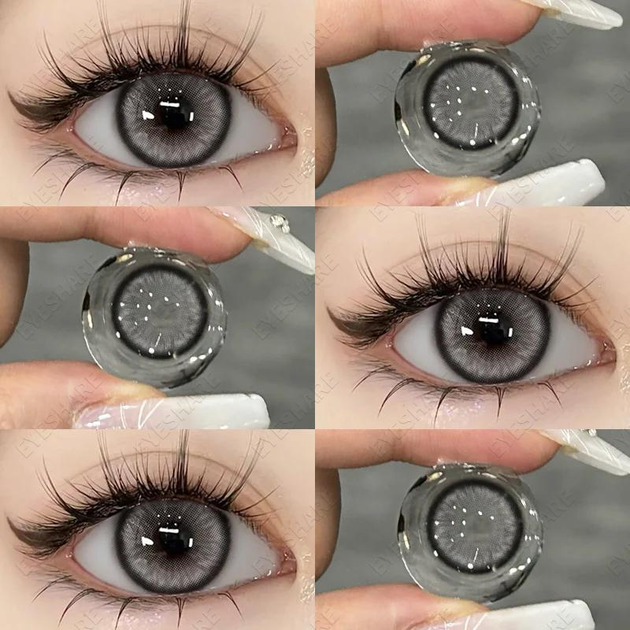 Цветные контактные линзы серые с черным ободком Diamond Gray Eyeshare ...