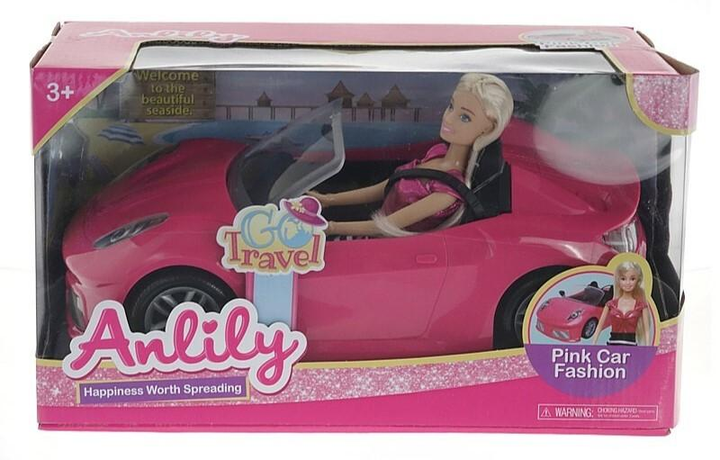 Lalka AnLily Pink Car Fashion z samochodem 21 cm (5901271541948) - obraz 1