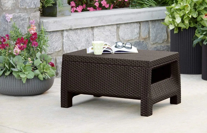 Столик пластиковий для вулиці садовий Keter Corfu Table коричневий 207786 - изображение 2