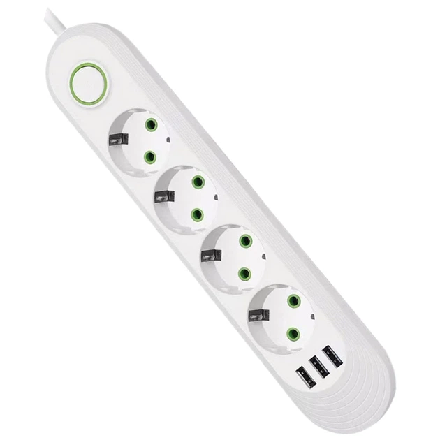 Фото - Сетевой фильтр / удлинитель Voltronic Power Мережевий фільтр живлення Voltronic F04U, 4роз EU, 3*USB White  (F04U-White)