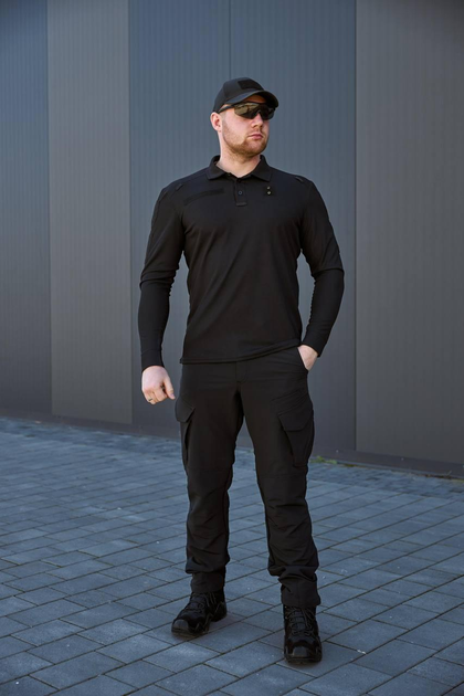 Костюм Поло з довгим рукавом та штани Kayman чорного колору для поліції M - зображення 1