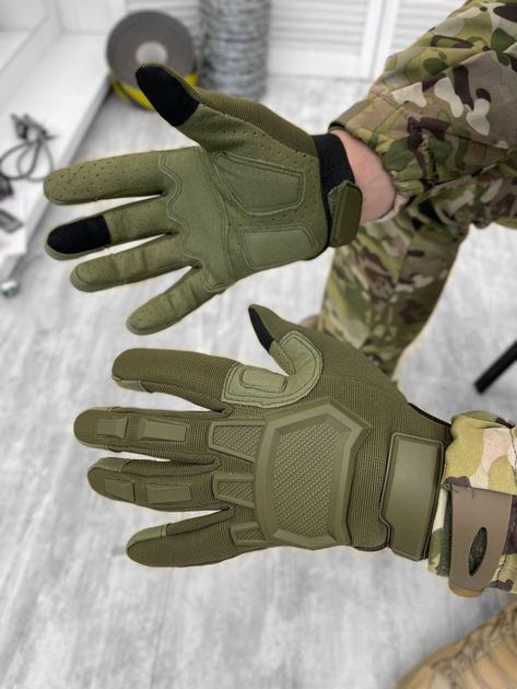 Міцні сенсорні Рукавиці Mechanix M-Pact із захисними накладками олива розмір L - зображення 1