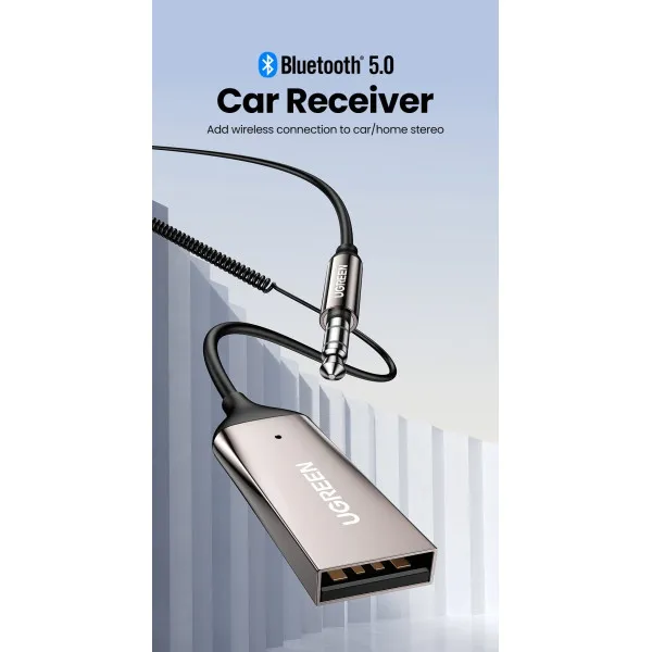Bluetooth-ресивер UGREEN CM309 Bluetooth Car Receiver Aux with Mic Space Gray (UGR-70601) - изображение 5