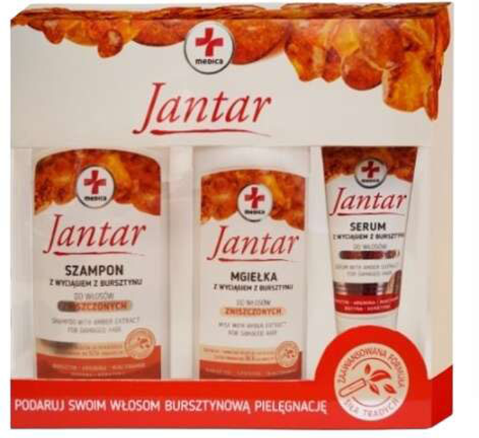 Zestaw do odnawiania włosów Ideepharm Jantar Medica Szampon 330 ml + Mgiełka 200 ml + Serum 30 ml (5902082213116) - obraz 1