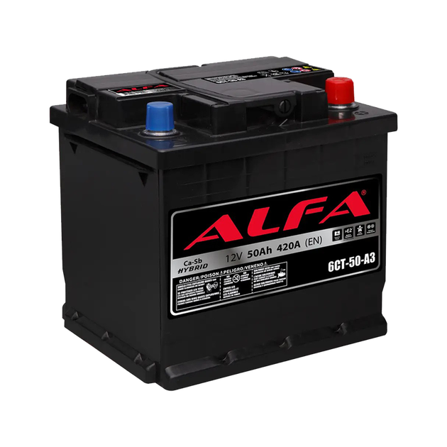 Аккумулятор авто Мегатекс ALFA 6СТ-50-АЗ (прав) ТХП 420 - изображение 1