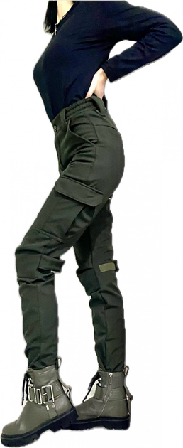 Жіночі тактичні брюки 50 Олива, Хакі софтшелл утепленні (зима) - зображення 2