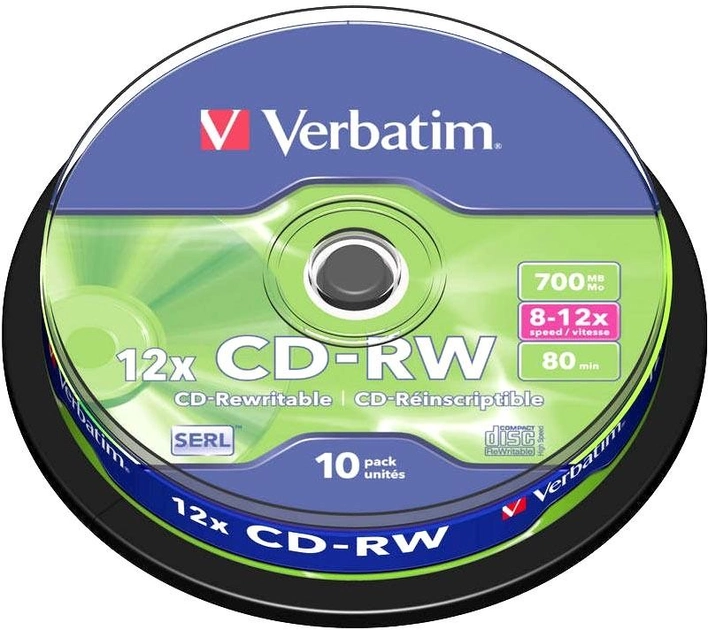 Verbatim CD-RW 700 MB 12x Cake 10 шт (43480) - зображення 1