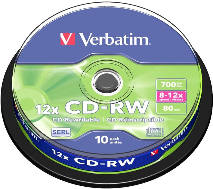 Verbatim CD-RW 700 MB 12x Ciasto 10 szt. (43480) - obraz 1