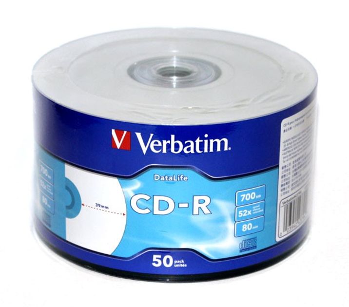 Verbatim CD-R 700 MB 52x Opakowanie 50 szt. Do druku (43794) - obraz 1