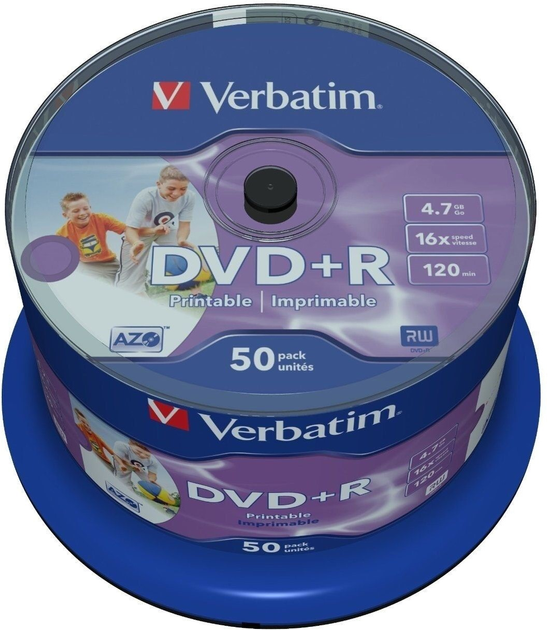 Verbatim DVD+R 4,7 GB 16x Wrzeciono 50 szt. Do druku (43512) - obraz 1