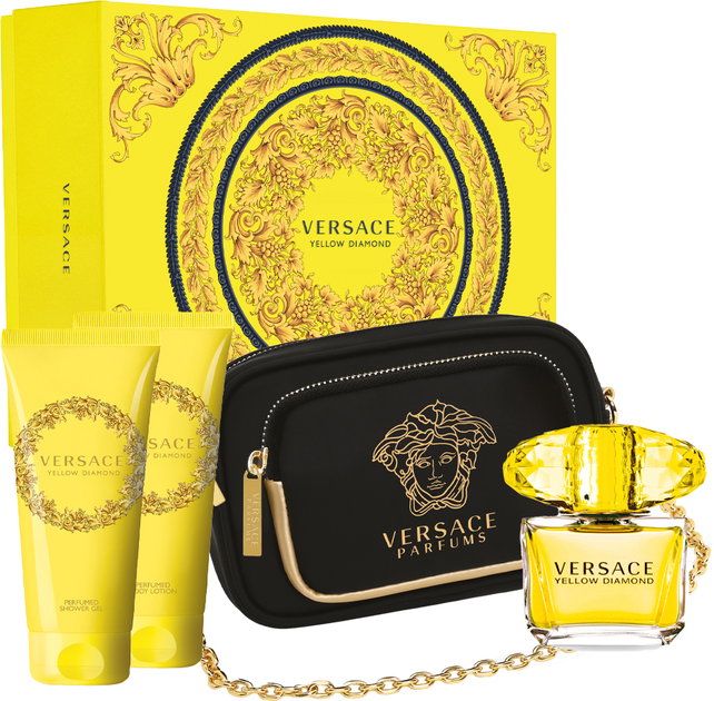 Набір для жінок Versace Yellow Diamond Туалетна вода 90 мл + Лосьйон для тіла 100 мл + Гель для душу 100 мл + Сумочка (8011003876662) - зображення 1