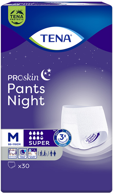 Majtki urologiczne Tena Pants ProSkin Super Night M 30 szt (7322541214733) - obraz 1