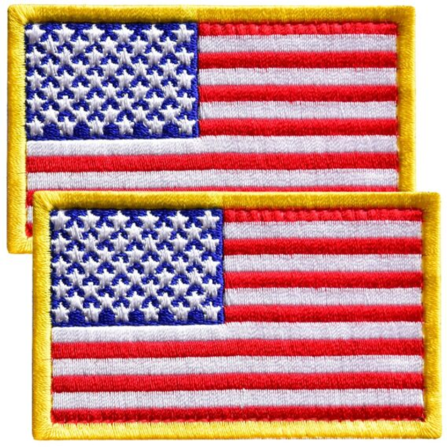 Набор шевронов 2 шт на липучке Флаг США, вышитый патч нашивка 5х8 см - изображение 1