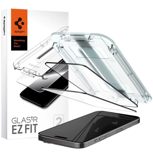 Szkło hartowane Spigen Glas.tR EZ Fit do Apple iPhone 15 Pro Max 2 szt Black (8809896751971) - obraz 1