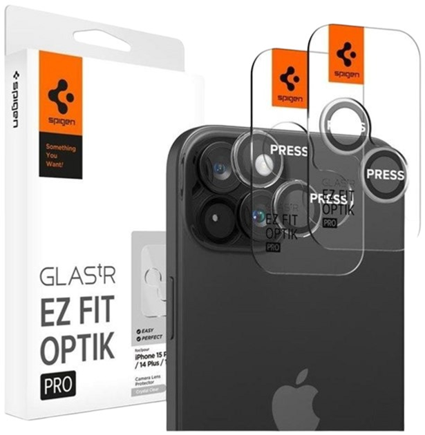 Захисне скло Spigen Glas.tR EZ Fit Optik Pro 2P для Apple iPhone 15 Pro/iPhone 15 Pro Max 2 шт Crystal Clear (8809896752343) - зображення 1