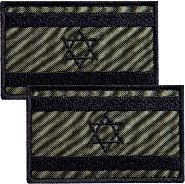 Набір шевронів 2 шт з липучкою IDEIA Прапор Ізраїлю хакі 5х8 см, вишитий патч (4820182659850) - зображення 1