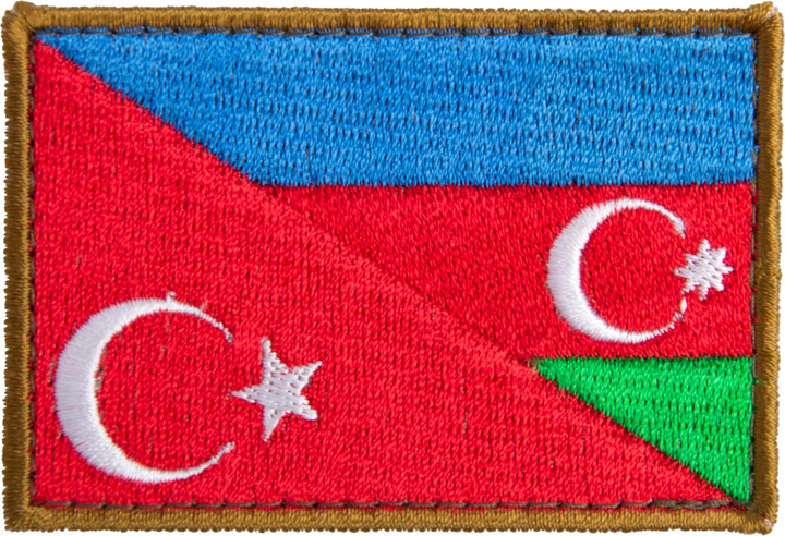 Шеврон нашивка на липучці IDEIA прапор Туреччини та Азербайджану, вишитий патч 5х8 см (2200004278469) - зображення 1