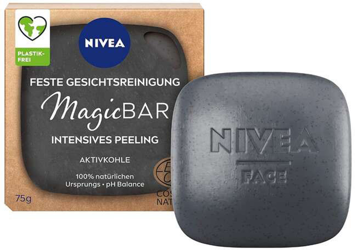 Тверде мило для вмивання обличчя Nivea MagicBAR Exfoliating Charcoal Face Cleansing Bar 75 г (4005900841643) - зображення 1