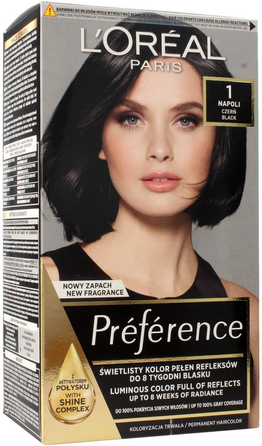 Гель-фарба для волосся L'Oreal Paris Preference 1 Napoli 160 мл (3600523825639) - зображення 1