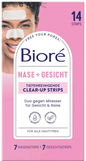 Очищувальні смужки Biore Clear Up Strips Tiefenreinigend 14 шт (5017634236960) - зображення 1