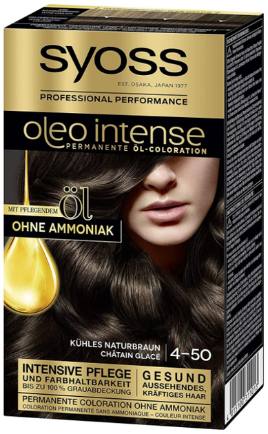 Крем-фарба для волосся Syoss Oleo Intense Permanent Hair 4-50 Naturbraun 115 мл (4015100311013) - зображення 1