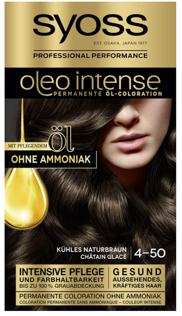 Krem farba do włosów Syoss Oleo Intense Permanent Hair 4-50 Naturbraun 115 ml (4015100311013) - obraz 2