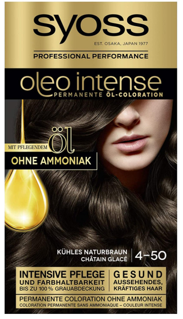 Крем-фарба для волосся Syoss Oleo Intense Permanent Hair 4-50 Naturbraun 115 мл (4015100311013) - зображення 2