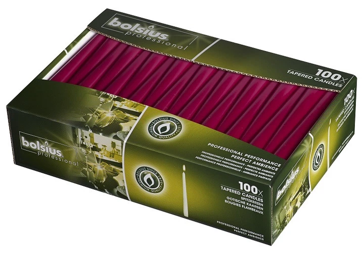 Свеча коническая бордовая Bolsius Professional 24.5 см 100 шт (s30-100-036) - изображение 2