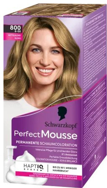 Mus do koloryzacji włosów Schwarzkopf Perfect Mousse 800 Medium Blonde (4015100333985) - obraz 1