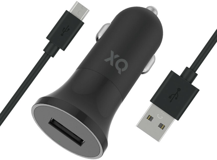 Автомобільний зарядний пристрій Xqisit Car Charger 2.4 A Single USB-A + Кабель USB-A-Micro USB 1 м Black (4029948085258) - зображення 1