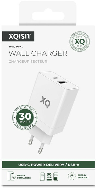 Ładowarka sieciowa Xqisit NP Travel Charger Dual USB-C&A PD30W White (4029948221649) - obraz 2