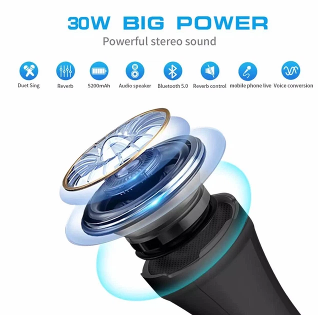 Беспроводной микрофон караоке MicMagic L-1098 DSP+TWS 30 Вт Розовый - Фото 3 Беспроводной микрофон караоке MicMagic L-1098 DSP+TWS 30 Вт Розовый - изображение 3