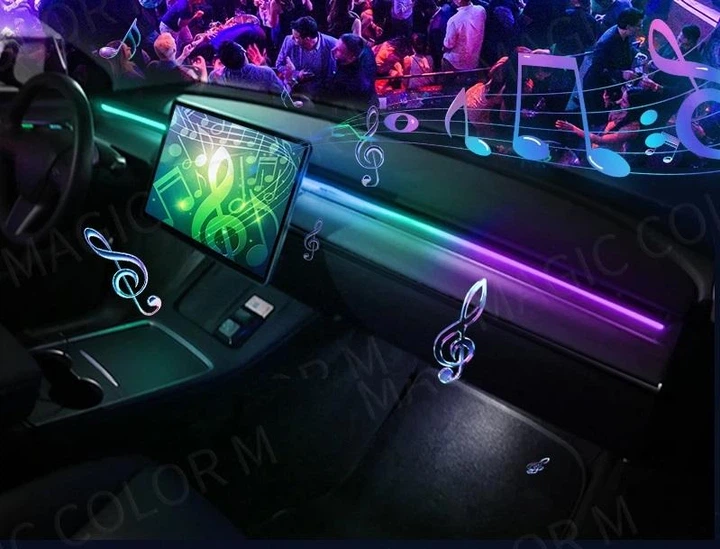 Подсветка салона авто Ambient Rgb 110+25см, светодиодная Bluetooth лента торпеды 12в многоцветная с пультом от USB - Фото 7 Подсветка салона авто Ambient Rgb 110+25см, светодиодная Bluetooth лента торпеды 12в многоцветная с пультом от USB - изображение 7