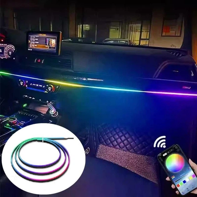 Подсветка салона авто Ambient Rgb 110+25см, светодиодная Bluetooth лента торпеды 12в многоцветная с пультом от USB - Фото 8 Подсветка салона авто Ambient Rgb 110+25см, светодиодная Bluetooth лента торпеды 12в многоцветная с пультом от USB - изображение 8