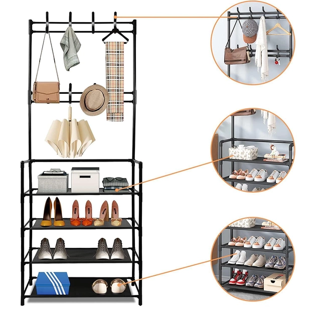 Напольная вешалка для одежды New Simple Floor Clothes Rack с полками и крючками 9J22CN6LV6 - Фото 3 Напольная вешалка для одежды New Simple Floor Clothes Rack с полками и крючками 9J22CN6LV6 - изображение 3
