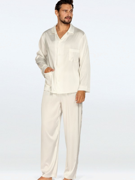 Piżama (koszula + spodnie) męska DKaren Lukas XXL Ecru (5903251470958) - obraz 1