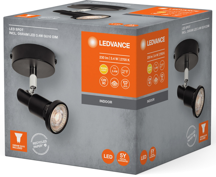 Светильник спотовый LEDVANCE SPOT 1X3.4W 2700K 230Lm GU10 (4058075828766) - изображение 3