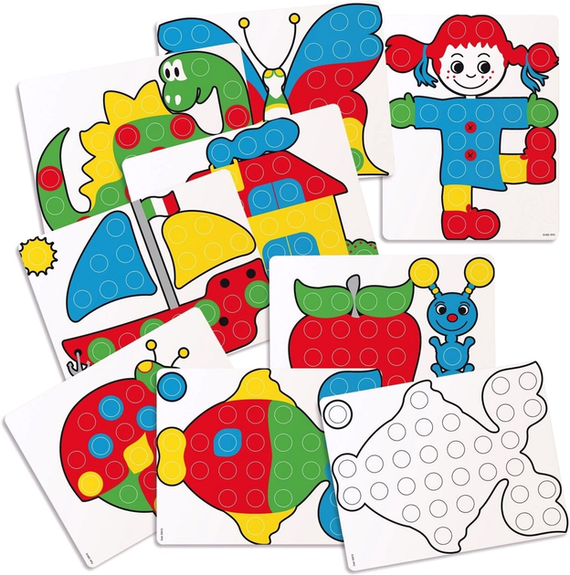 Zestaw szablonów do mozaiek Quercetti Junior Cards School 14 szt (8007905124376) - obraz 2
