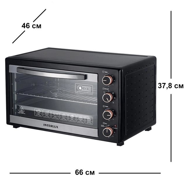 Духовка INTERLUX ILEO-0062BG (62 л,конвекція, чорна) - изображение 5