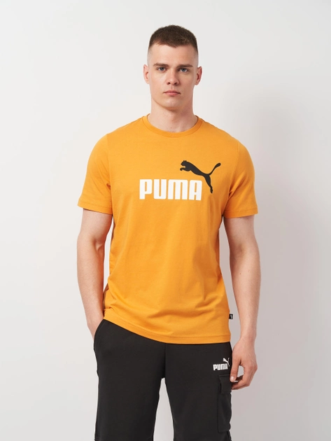 Акція на Футболка чоловіча Puma Essentials+ 58675996 M Жовта з принтом від Rozetka