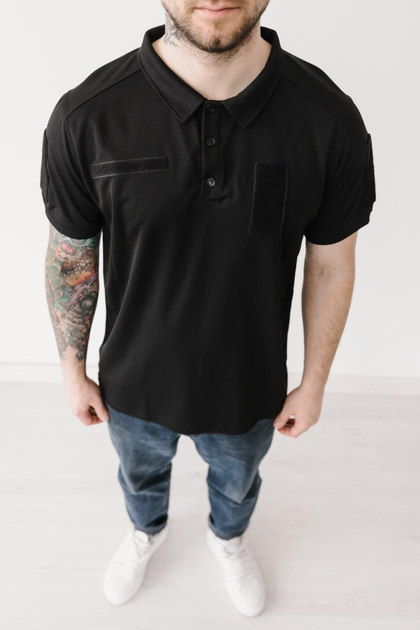 Мужская футболка милитари-поло с липучками для шевронов, черный, размер XL - изображение 2