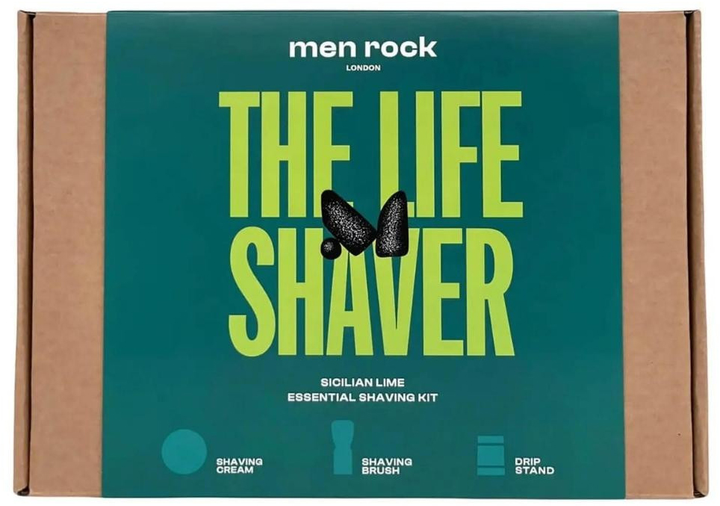 Набір для гоління Men rock The Life Shaver Sicilian Lime Крем для гоління 100 г + Щітка для гоління + Підставка для щітки (5060796560282) - зображення 2
