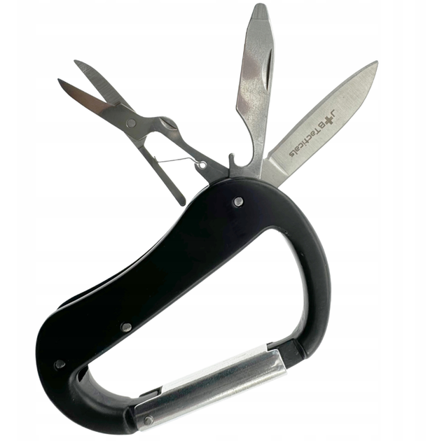 Карабін JB Tacticals Мультитул з Ножем Ножицями 6 в 1 Чорний JB-MLT-0007-BLK - зображення 5