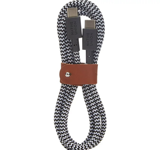 Кабель Native Union Belt Cable USB-C to USB-C Zebra (1.2 m) (BELT-C-ZEB-2-NP) - Фото 1 Кабель Native Union Belt Cable USB-C to USB-C Zebra (1.2 m) (BELT-C-ZEB-2-NP) - изображение 1