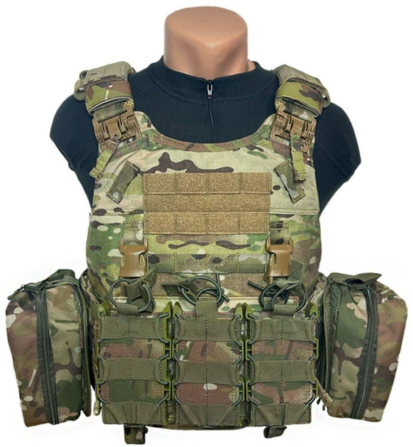 Плитоноска Warrior Assault Systems Quad Release Carrier size L multicam с подсумками АК 7,62 (5) - изображение 1