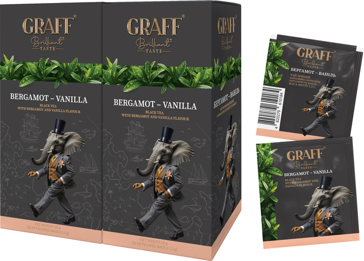 Акція на Набір чаю чорного Graff Bergamot&Vanilla з ароматом бергамоту та ванілі 20 пакетиків по 1.5 г х 2 шт від Rozetka