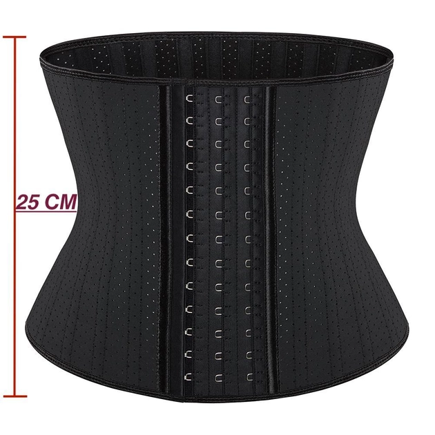 Латексный корсет для похудения с перфорацие на 25 ребер жесткости 25см висота S (64-68cm) черный - изображение 2