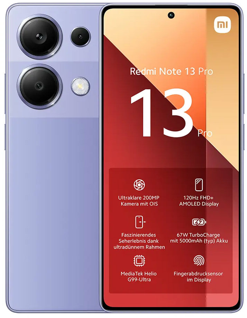 Мобільний телефон Xiaomi Redmi Note 13 Pro 12/512GB Lavender Purple (6941812763049) - зображення 1