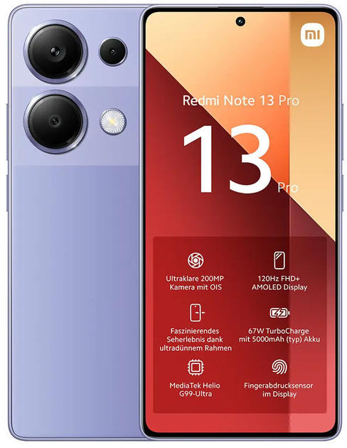 Smartfon Xiaomi Redmi Note 13 Pro 12/512GB Lavender Purple (6941812763049) - obraz 1