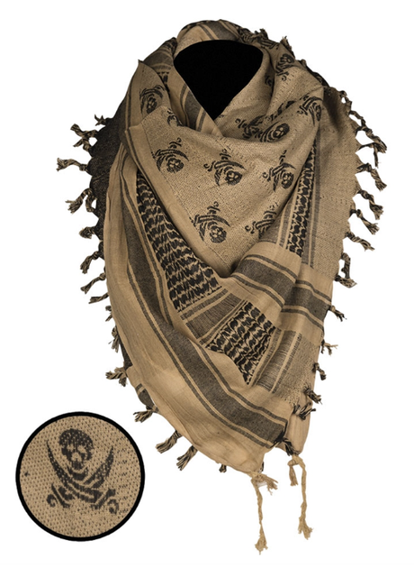 Арафатка шарф-шемаг тактическая Mil-Tec One size Койот, Черный HALSTUCH 'SHEMAGH' 110X110 см SKULL COYO/SCHW (12609105) - изображение 1